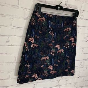 Ann Taylor Floral Skirt - Navy and Pink